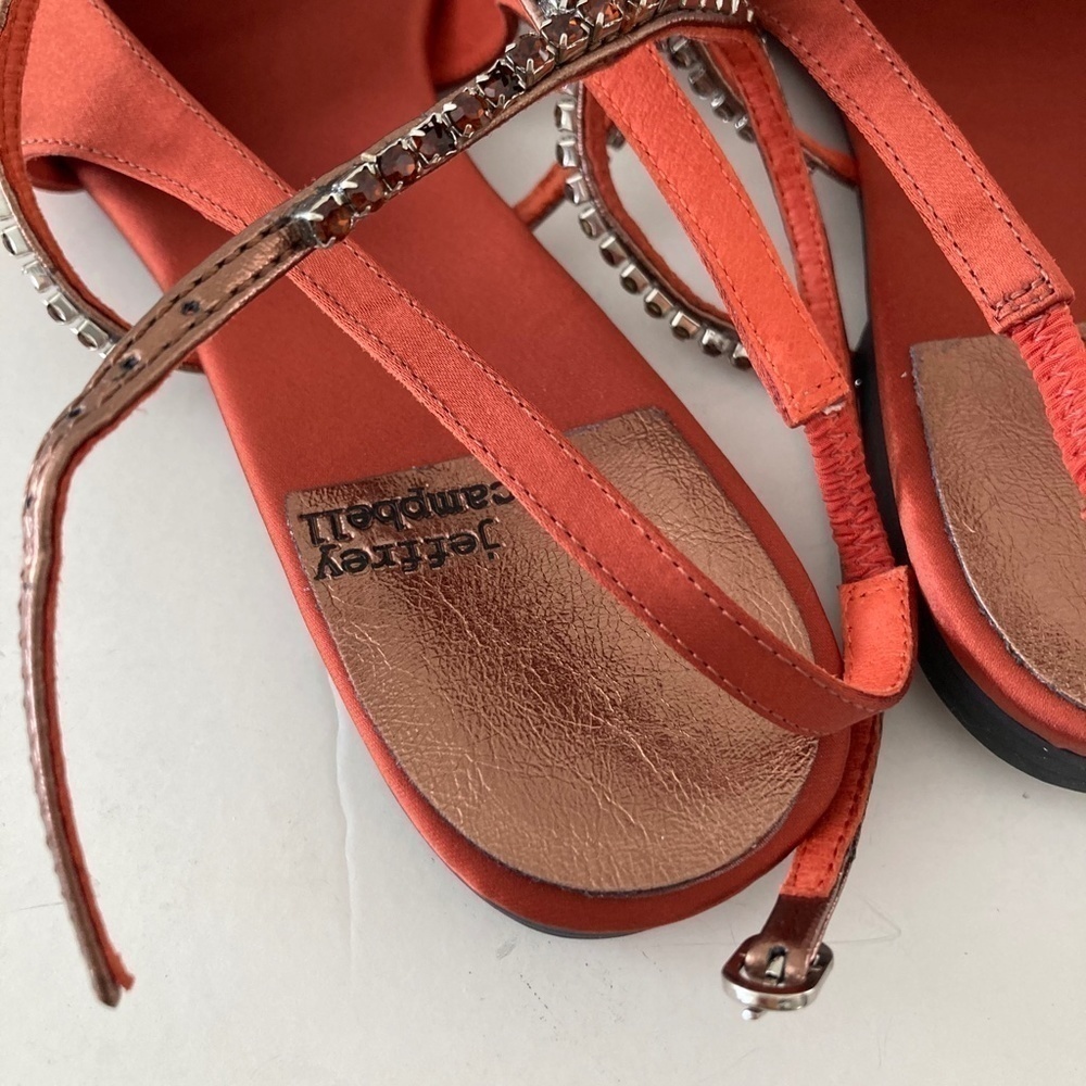 Jeffery Campbell Anthropologie Pristina Slingback Orange Rhinestone Flats Sz 9.5 - Picture 5 of 6